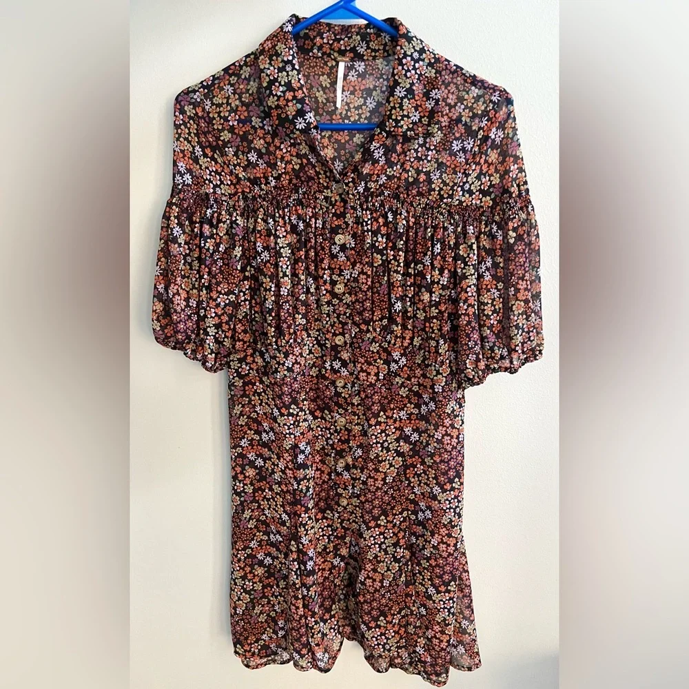 Free People Bonnie Floral Button Down Mini Dress - Picture 4 of 5